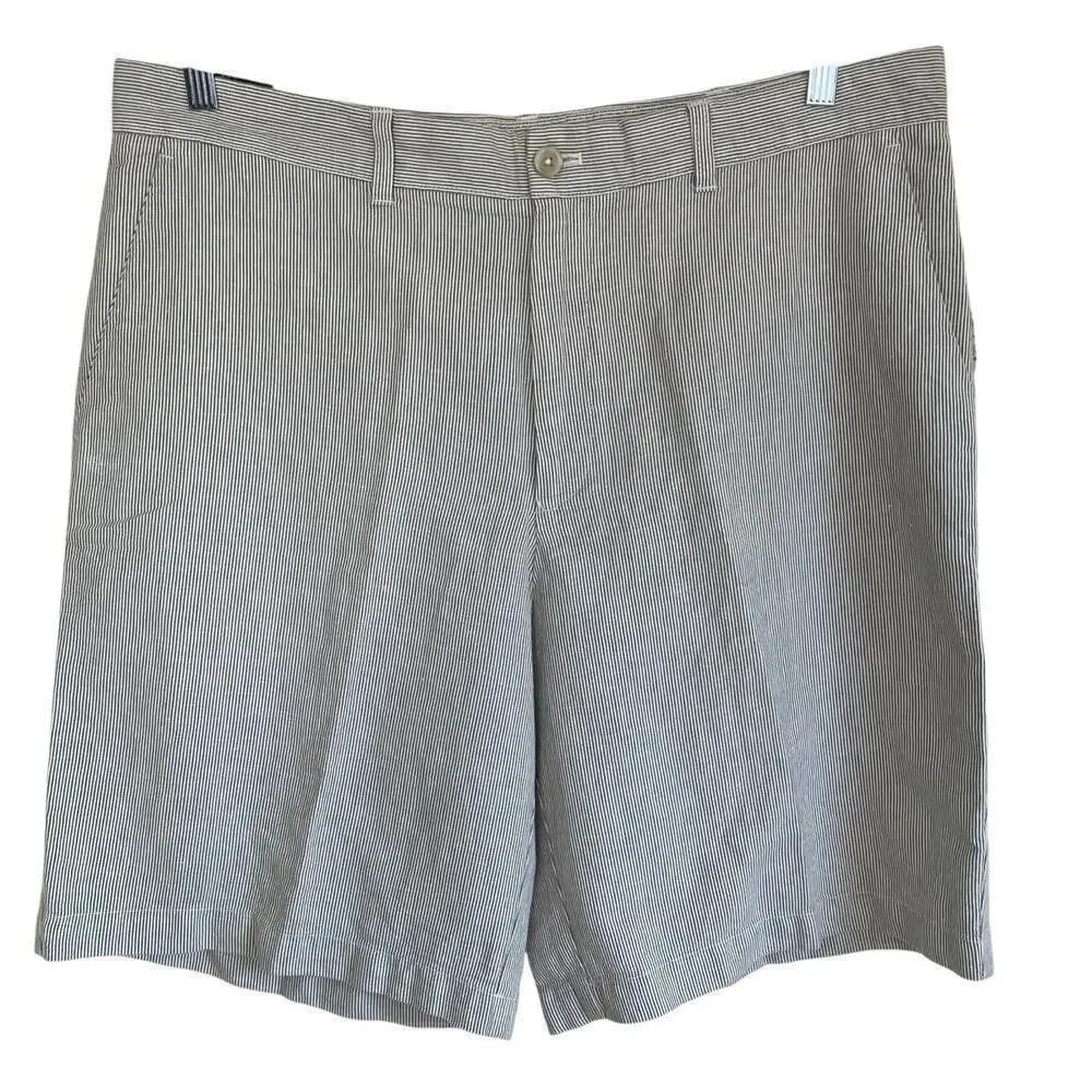 Izod Mens Striped Linen Blend Flat Front Chino Shorts 9.5” Inseam NWT Sz 38